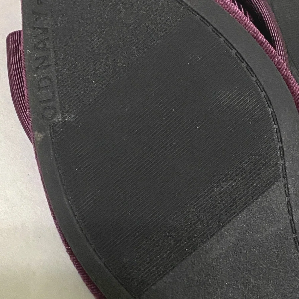 Old Navy Women Velvet Pointy Toe Flats Raisin Arizona Purple Bow Sz 8.5 Coquette